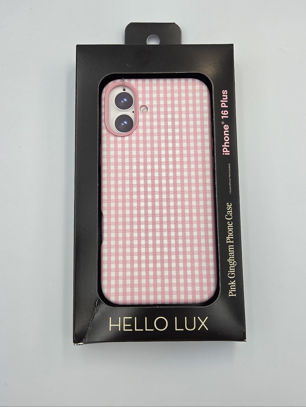 Hello Lux Pink Gingham iPhone 16 Plus Case NIB
